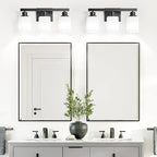 3-Light Bathroom Vanity Light,Modern Matte Black Bathroom Light Fixtures with Square Frosted Glass,Wall Sconces Lighting fixtures Over Mirror Restroom, Living Room Hallway