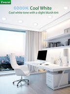 zouzai 24 Pack 4 Inch Ultra-Thin LED Recessed Ceiling Light with Junction Box, 6000K Clear White, 9W 80W Eqv, Dimmable Can-Killer Downlight, 810LM High Brightness - ETL Certified