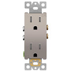 ENERLITES, Nickel Elite Series Decorator Receptacle Outlet Child Safe Tamper-Resistant, Self-Grounding, 2-Pole, Residential Grade, 15A 125V, UL Listed, 61501-TR-NK