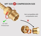 Brass Pipe Fitting Reducer Hex Bushing 3/4" NPT Male x 1/2" NPT Female Thread Reducer Hose Tube Atapter, Thread 1" OD to 0.75" ID, (5 Piece)