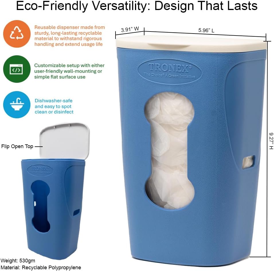 TRONEX 1200 Pack Food Safe Vinyl Gloves and Eco Pack Disposable Gloves Dispensing Box Refillable