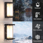 24W LED Outdoor Wall Lights 3 Color Exterior Wall Sconce Outside Light Fixtures Exterior Porch Wall Lighting with Double Shade, Modern Matte Black Wall Lamps for Patio Front Door Entryway, 1-Pack