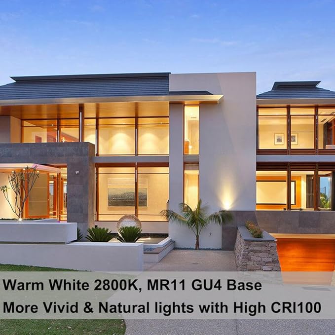GU4 Bulb 20W 12V, 6 Pack GU 4 Base MR11 Halogen Bulb, GU4 Bulb Dimmable with Glass Cover, Fiber Optic Light Bulbs 2800K Warm White, MR11 12V 20W for Landscape, Accent, Track Lighting