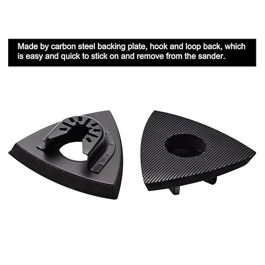 136Pcs Oscillating Tool Sanding Pad Kit, Contains 6Pcs Triangle Sanding Pads and 130Pcs Multitool Sandpaper, 60 80 100 120 240 Grits Oscillating Multi Tool Sandpaper Great for Wood&Plaster Polishing