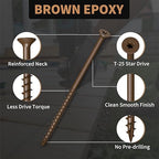 Wood Screws 5 Inch, FIXLINK Deck Screws #10 x 5, 105 PCS, Epoxy Coated, T25 Star Bit Above 1500 Hour Salt Spray Coating Outdoor Decking Screws Excellent Rust Resistant for Wood Fence, Brown