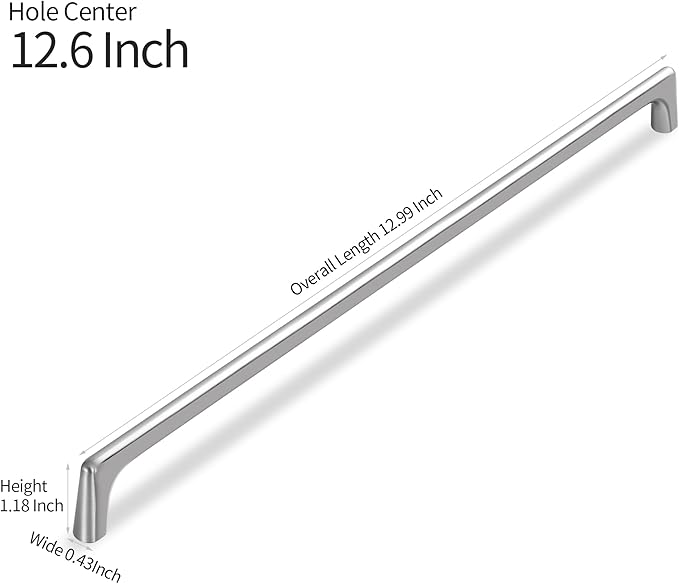10 Pack 12.6 Inch(320mm) Hole Center Modern Satin Nickel Cabinet Pull Handle Timeless Vanity Drawer Pull Handle Classic Cabinet Hardware for Kitchen Bathroom, Screws Included, Nickel-B(12.6x10)