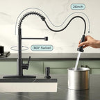 Smart Touch On Kitchen Faucet, 3 Modes Pull Down Sprayer, Touch On Sensor Activated, 360-Degree Rotation, Ceramic Disc Valve, 1 or 3 Hole Deck Plate. 10-Year Warranty. (KW-62R, Matt Black)