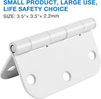 6 Pack 3.5 Inch Door Hinges White Matte Rounded 3 1/2 Inch Noise Free Iron Residential Standard Hinge for Interior Doors,House/Flat/Apartment/Dorm/Loft/Hut/Cottage-TCDHINGES Factory Hardware 3 ½"