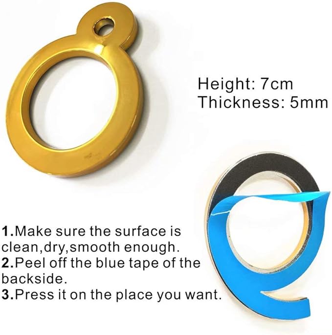 Diggoo 10 Pack Mailbox Numbers 0-9, 2.76 Inch High, Door Address Numbers Stickers for Apartment, House, Room, Office, Cars, Trucks, Gold Plating Process Number Sign