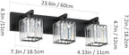 Aipsun Black Vanity Light Bathroom Lighting Fixtures 3 Light Crystal Modern Bathroom Vanity Light (Exclude Bulb)