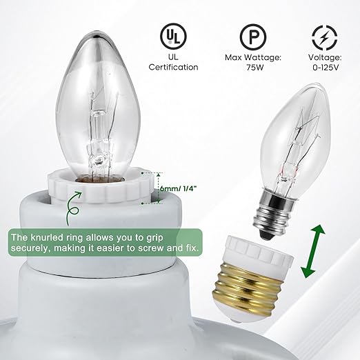 Candelabra Socket Adapters, Standard Light Socket to Candelabra Bulb Socket Adapter, Medium Screw E26 Base to Small E12 Screw Socket Converter, UL (4)