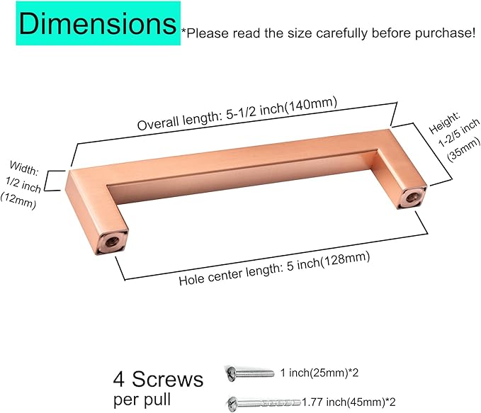 10 Pack Kitchen Cabinet Handles 5 Inch Brushed Copper Square Cabinet Pulls Red Copper Drawer Handles Bar Cupboard Handles Modern Stainless Steel Kitchen Cabinet Hardware
