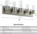 5-Light Bathroom Light Fixtures, Modern Led Vanity Lights 40W 6000K (Non-dimmable) Brushed Nickel Vanity Lights Bathroom Fixture. for Bathroom, Bedroom, Living Room…