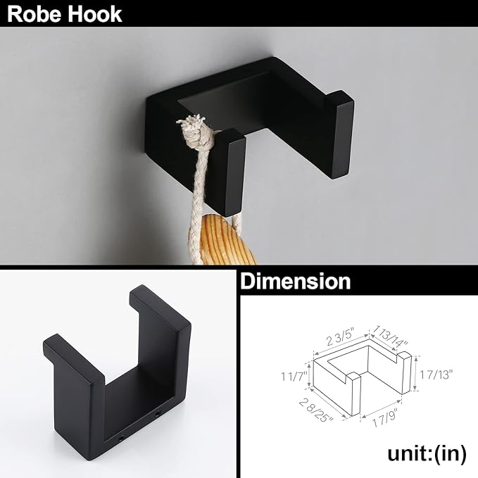 BAGNOLUX Matte Black Bathroom Hardware Set 4 Pieces, Bath Towel Holder Set SUS304 Stainless Steel, Towel Bar Rack Set for Wall Mounted, Square Bathroom Accessories Set Fixture Heavy Duty