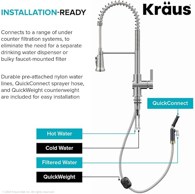 KRAUS Britt 2-in-1 Commercial Style Pull-Down Single Handle Water Filter Kitchen Faucet for Reverse Osmosis or Water Filtration System in Chrome, KFF-1691CH