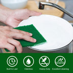 YoleShy 20 PCS Scouring Pad, Dish Scrubber Scouring Pads, 4.5 x 6 inch Green Reusable Household Scrub Pads for Dishes, Kitchen Scrubbers & Metal Grills