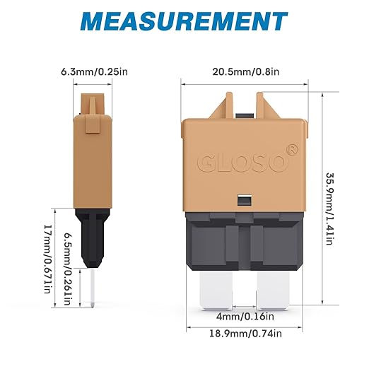 GLOSO Circuit Breaker Blade Fuse E39 Manual (T3) Reset Low Profile ATC/ATO (3A - 1 Pack)