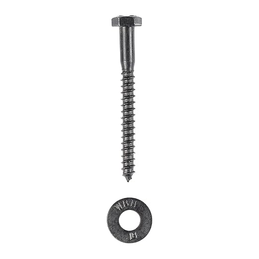 5/16 x 2-1/2 (50 Pack) Lag Screw Kit, 50 Screws and 50 Washers, Ceramic Black Ruspert Coating for Exterior Use, Meets ASTM A307 and ASME B18.2.1, Industrial/Commerical Grade by Makers Bolt