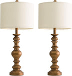 BOBOMOMO 27" Antique Gold Table Lamps Set of 2, Elegant Large Resin Lamps with Linen Shades, Gold Traditional Lamps for Bedroom, Living Room, or Console Table, Classic Vintage Décor