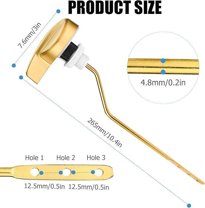 Compatible with TOTO Toilet Handle Replacement Parts Kit, Universal THU068#CP Trip Lvr for St743S Side Mount Toilet Flush Tank Lever Handle for TOTO Kohler Toilet Tank, 1-Pack Brushed Gold