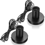 Tuanse 2 Pcs Polished Metal Desktop Lamp Base E26 E27 Screw Light Bulb Holder Sockets Night Light Base Lamp Replacement for Holding Bulb 6 Feet Cord on Off Switch Plug(Black)