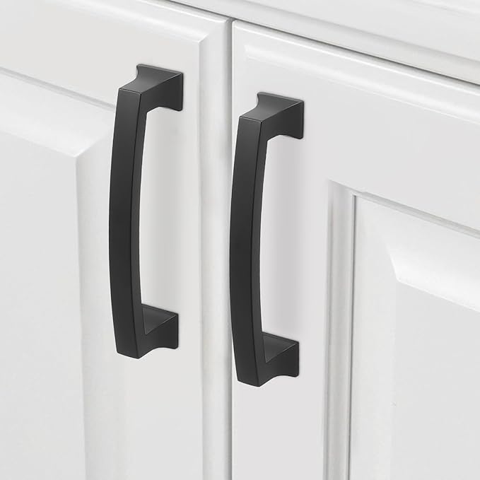 COTYKILEY 10 Pack 3.75Inch(96mm) Matte Black Cabinet Handles Black Kitchen Cabinet Pulls Cabinet Door Handles Kitchen Cabinet Hardware