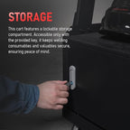 YESWELDER Welding Cart with Large Capacity Lockable Cabinet, for MIG/TIG/Stick Welders and Plasma Cutters, Heavy Duty 360° Swivel Wheels Welding Trolley