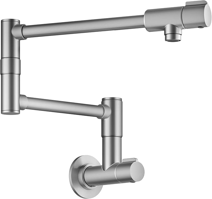 KRAUS Bolden 2 Handle Pot Filler Faucet with Retractable Arm, Wall Mount Kitchen Faucet, Pot Filler for Over Stove in Spot-Free Stainless Steel, KPF-5003SFS
