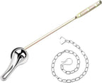 Toilet Handle Replacement Kit, Toilet Flush Handle with Stainless Steel Flapper Chains, Universal Toilet Lever for Most Front Mount Toilets, Chrome Finish Toilet Flush Lever