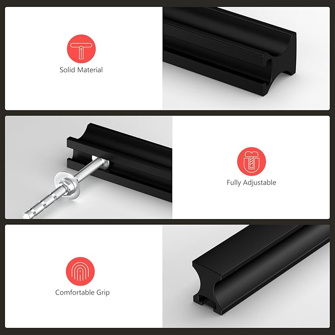 homdiy 10 Pack Adjustable Black Cabinet Pulls 1" to 4" (25-102mm) Adjustable Hole Distance Drawer Pulls