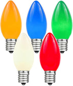 Novelty Lights 500 Case C9 Ceramic Outdoor Christmas Replacement Bulbs, Multi, E17/C9 Intermediate Base, 7 Watt