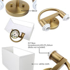 Industrial 2-Lights Wall Sconce Fixtures with White Textile Shade, Vintage Double Head Wall Light Lamps Decor for Hallway Bedroom Living Room Bathroom Corridor