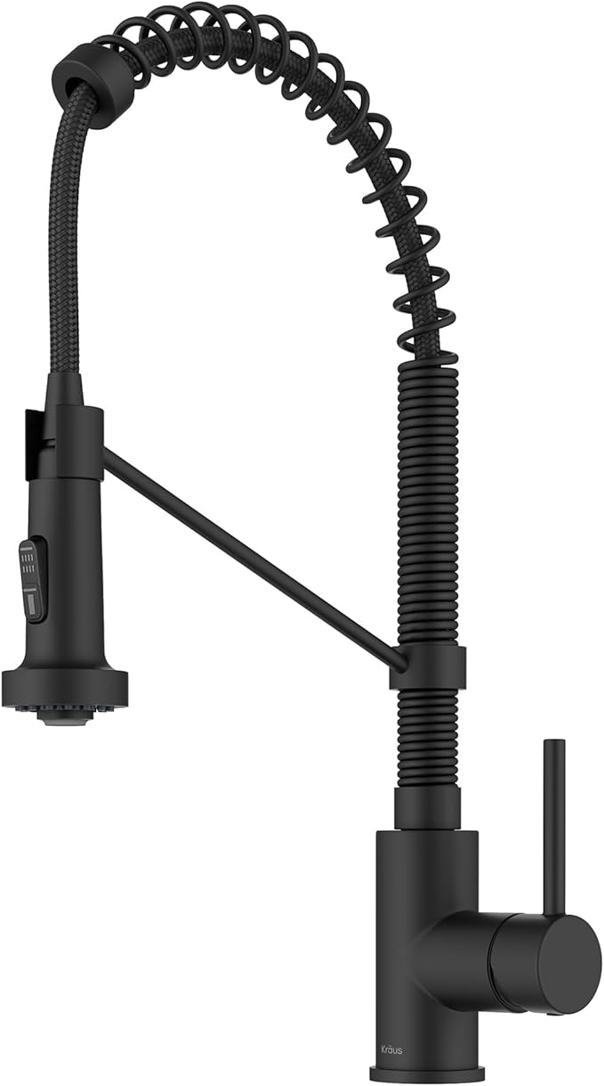 KRAUS Bolden Commercial Style 2-Function Single Handle Pull Down Kitchen Faucet in Matte Black, KPF-1610MB