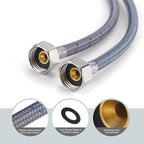 WOWOW 8 Inch Faucet Supply Hose Faucet Line Braided Nylon Sink Faucet Supply Line 3/8" Comp x 1/2" Comp 2Pcs (1 Pair)