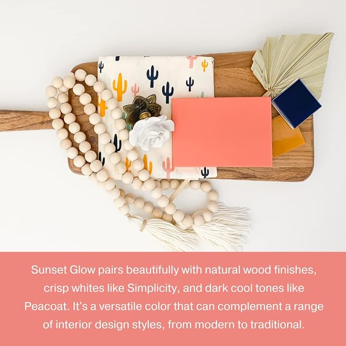 Country Chic All-in-One Chalk Paint for Furniture, Cabinets, Home Decor, Eco-Friendly, Matte Finish, Built-In Primer & Top Coat for Wood, Metal - Sunset Glow (Coral Pink) - Quart 32 oz (950 ml)