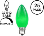 Novelty Lights Ceramic Christmas Replacement Bulbs - Outdoor Individual Bulbs for Events, Holiday Parties, Patios, and More - C7/E12 Candelabra Base, 5 Watt Lights (Green, 25 Pack)