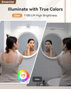 Ensenior Modern Vanity Light 24 Inch, Built-in Dimmer, 14W Dimmable 5CCT LED Light Fixture Over Mirror, Matte Grey Bar for Bathroom Mirror Cabinets Bedroom-FCC Certificated