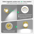 Lightbiz LED Wall Lights with Remote, Wall Sconces Lamp Rechargeable Battery Operated, 3 Color Temperatures & Dimmable Magnetic 360° Rotation Cordless for Bedroom Bedside