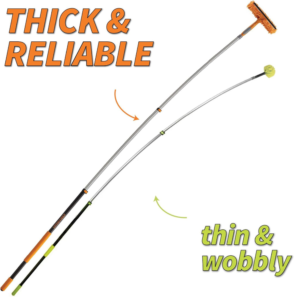 4-12 ft Window Washing Kit with Extension Pole (20+ Foot Reach) // Window Cleaning Tool & Window Washer Squeegee with Telescopic Extension Pole // Best Indoor Outdoor Window Washing Equipment