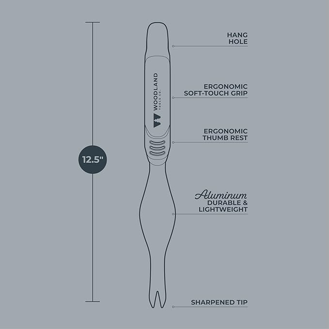 Woodland Tools Heavy Duty Garden Weeder – Manual Weed Puller Tool with Anodized Aluminum Blade & Ergonomic Grip – Root Remover for Dandelions, Thistles, & Taproots – Lawn & Flower Bed Weeding Tool