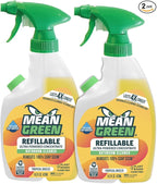 Mean Green Refillable Ultra Powered Bathroom Cleaner Concentrate, Tropical Breeze, 14.3 fl oz (2-Pack) – Plant & Mineral Based, Removes 100% of Soap Scum, Refillable Bottle Makes 4X Refills