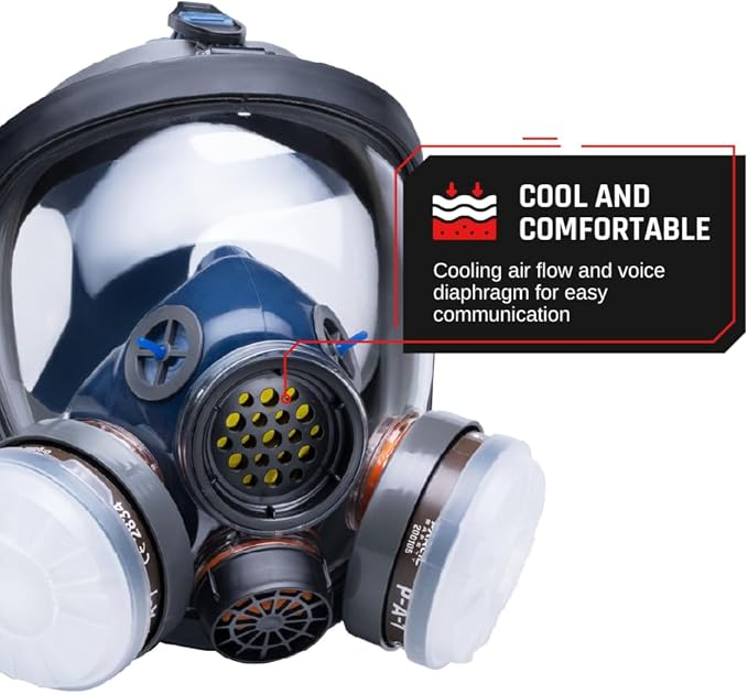 Parcil Distribution Gas Mask Survival Nuclear and Chemical Full Face Respirator - Organic Vapor & Particulate - CE Tested