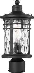 Outdoor Post Light Hardwired Waterproof Aluminum Pole Light Fixture with Water Ripple Glass Exterior Lamp Post Lantern for Garden Yard Patio Pathway 14.6 Inch E26 Socket