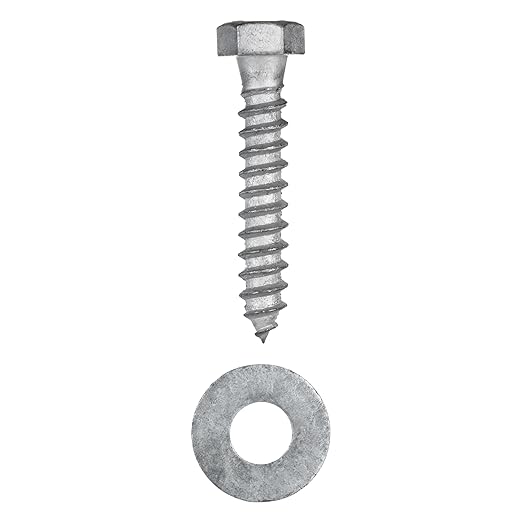 3/8 x 2 (50 Pack) Lag Screw Kit, 50 Screws and 50 washers, Hot Dip Galvanized, Meets ASME B18.2.1 Industrial/Commercial Grade by Makers Bolt
