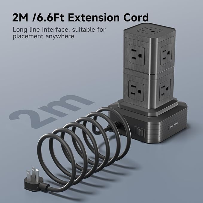 Charging Station (100W), 17-in-1 USB C Power Strip with Surge Protection, 6.6Ft Extension Cord, 4 USB C and 4 USB A Ports, 9 AC Outlets for Home Office Dorm Room