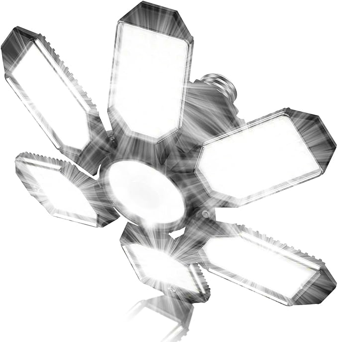 Garage Light - Super Brighter 15000LM Garage Light Bulb 150 Watt Equivalent Screw into E26 Socket w/ 6 Deformable Panels 6500K Led Shop Lights for Base Basement Workshop Warehouse Attic