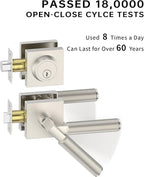 Asidrama Premium Satin Nickel Zinc-Alloy Front Door Lock Set: Double Cylinder Deadbolt, Heavy Duty Security Handleset for Left/Right Exterior Doors, Universal Entry Locks (2 Pack)