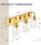 Emliviar 3-Light Vanity Lights for Bathroom, Brushed Gold Bathroom Light with Clear Glass Shade, YCE237B-3W BG