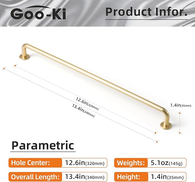 Goo-Ki 12.6"(320mm) c-c Champagne Bronze Cabinet Handle Drawer Pulls Zinc Alloy Kitchen Hardware - 6 Pack Modern Bar Pull Handles for Cupboard Wardrobe,9338UBR-320