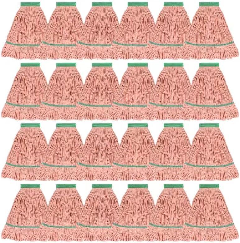 Matthew Cleaning Heavy Duty Mop Head Commercial Replacement for General and Floor Cleaning, Wet Industrial Blue Cotton Looped End String Head Refill (Case of 24) Orange